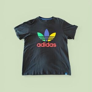 Adidas Black T-Shirt with Multicolor Logo